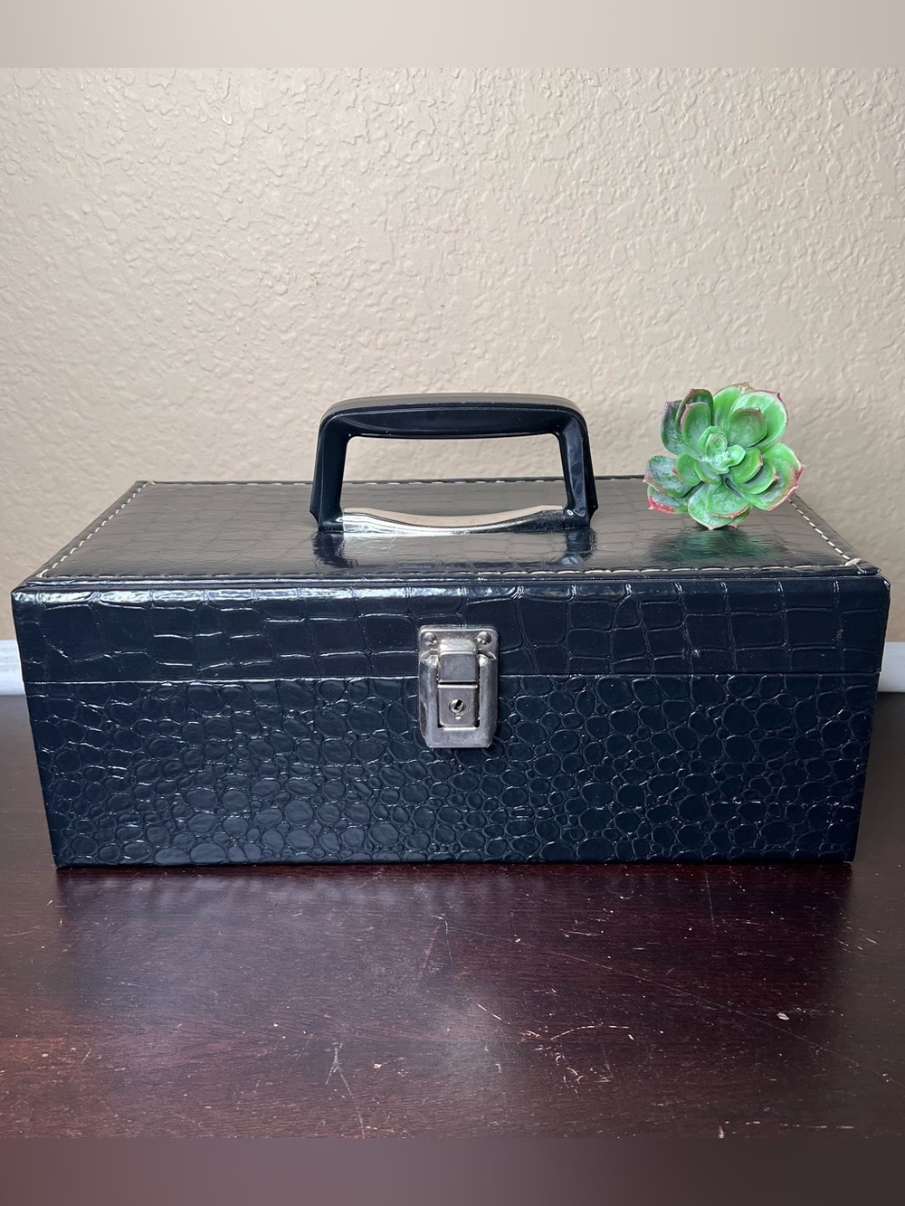 Vintage 1980s Cassette Tape Carrying Case, Storage Box, Red Velvet